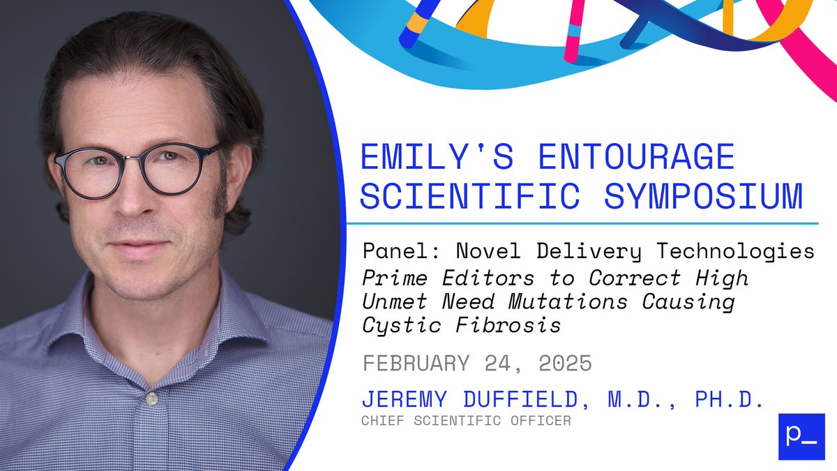 Prime Medicine (@primemedicine) on Twitter photo CSO Jeremy Duffield will speak on a panel at this week's <a href="/EmilysEntourage/">Emily's Entourage</a> Scientific Symposium. Emily's Entourage helps to accelerate research & drug development for people with #cysticfibrosis who don't benefit from mutation-targeted therapies. Learn more: CSO Jeremy Duffield will speak on a panel at this week's <a href="/EmilysEntourage/">Emily's Entourage</a> Scientific Symposium. Emily's Entourage helps to accelerate research & drug development for people with #cysticfibrosis who don't benefit from mutation-targeted therapies. Learn more: