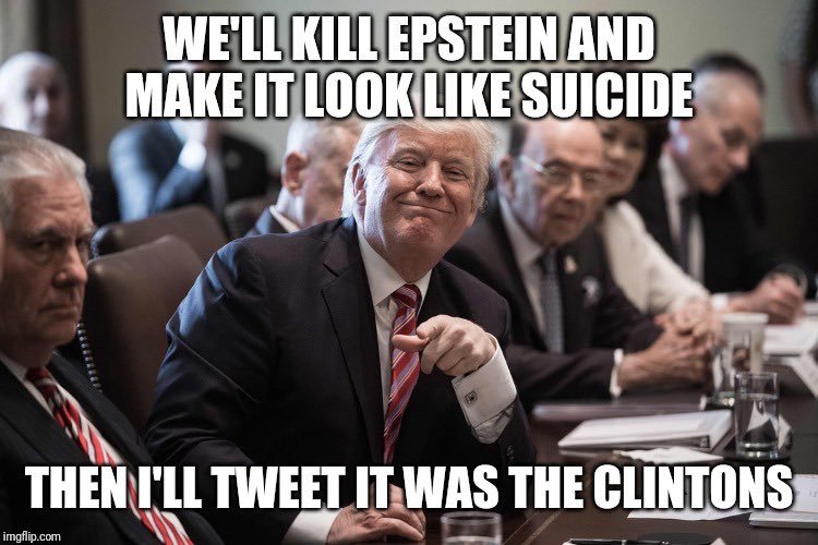Mickangello's tweet photo. @AnnieForTruth This all happened during Trump 1.0. Mysteriously Epstein was found dead in his jail cell Aug. 10, 2019. It was said that Epstein blackmailed the most powerful person in office, that he was going to spill the beans on sex predator activities on Lolita & his St James island! https://t.co/ox1j6utYoV