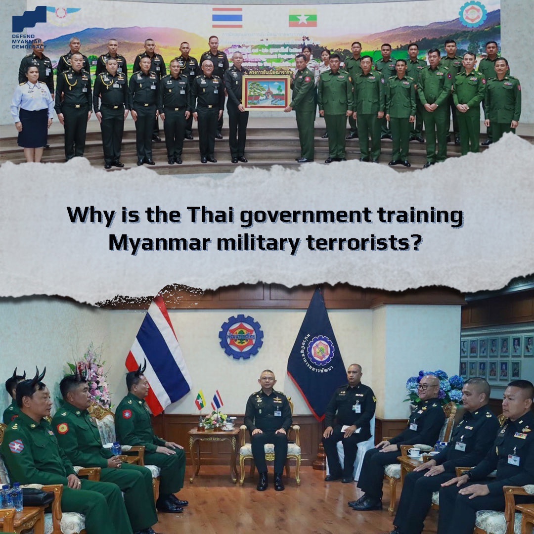 For the past week the Thai military has been training 14 #Myanmar military staff. Let's be clear: This is cooperation with war criminals.