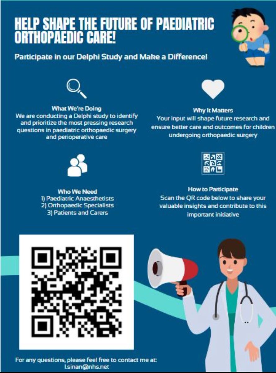 Laith (@laith_sinan) on Twitter photo Help shape the future of Paediatric Orthopaedic Peri-operative Care! 🩺
We’re identifying key research priorities—your input matters.
📲 Scan the QR code or click here: forms.office.com/e/jVVQBGN9A6
#MedTwitter <a href="/RegionalAnaesUK/">RA-UK</a> <a href="/APAGBI/">APAGBI</a> <a href="/bota_uk/">BOTA</a> <a href="/BSCOS_UK/">British Society for Children’s Orthopaedic Surgery</a>
Please retweet! Help shape the future of Paediatric Orthopaedic Peri-operative Care! 🩺
We’re identifying key research priorities—your input matters.
📲 Scan the QR code or click here: forms.office.com/e/jVVQBGN9A6
#MedTwitter <a href="/RegionalAnaesUK/">RA-UK</a> <a href="/APAGBI/">APAGBI</a> <a href="/bota_uk/">BOTA</a> <a href="/BSCOS_UK/">British Society for Children’s Orthopaedic Surgery</a>
Please retweet!