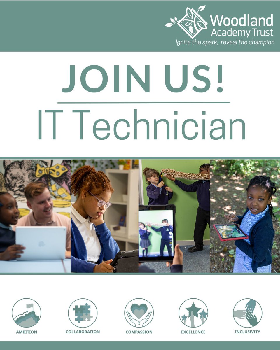 Join Our Team- IT Technician

Passionate about tech in education? Help our staff &amp; students maximise their digital tools! If you're tech-savvy &amp; experienced with Apple products, apply now!

📅Apply by 11th March 2025
👉Apply now: woodlandacademytrust.co.uk/join-us/work-w…

#ITJobs #EdTech #JoinUs