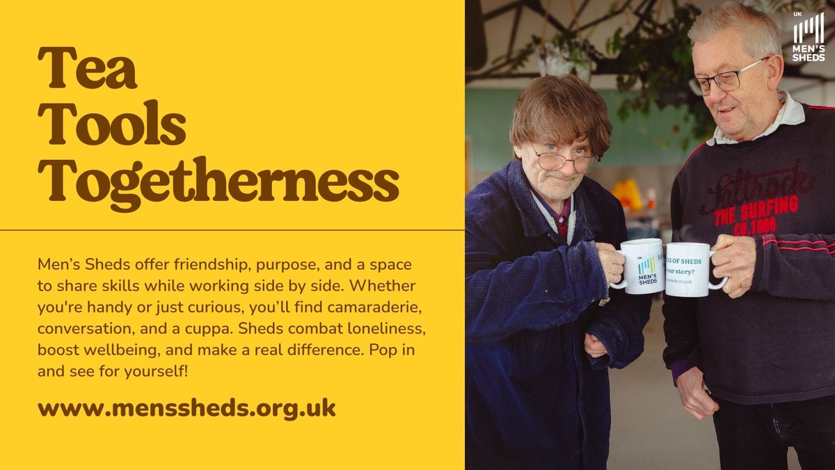 There’s a great bunch of guys waiting to welcome you at your local Men’s Shed! Find yours here: menssheds.org.uk/find-a-shed/ #MensSheds #Community