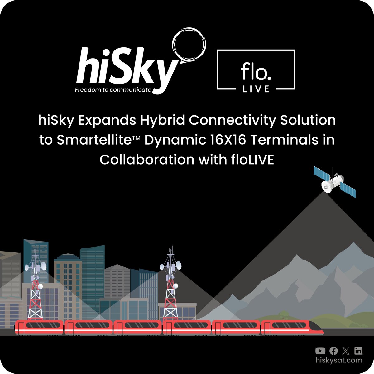 🚀 hiSky Expands Hybrid Connectivity with Smartellite™ Dynamic 16X16 Terminals in Collaboration with floLIVE! 🌍📡
 
Our hybrid satellite-cellular connectivity is now also available with the Smartellite™ Dynamic 16X16 terminals.
 
Link to the full article in the comments