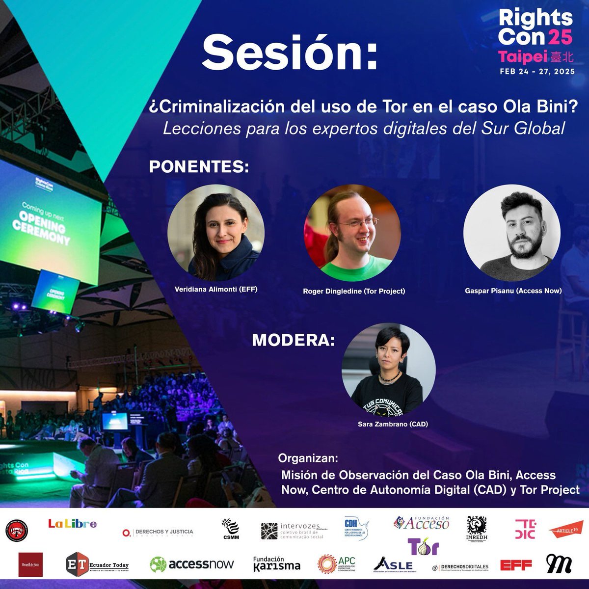 Rodrigo Adriel ⭐⭐⭐ (@rodrigoadriel_) on Twitter photo #RightsCon25 | Hoy tendremos la sesión virtual: ¿Criminalización de Tor en el caso Ola Bini? Lecciones para expertos digitales del Sur Global
🗓️ Hora Ecuador: 20:00
Con la participación de <a href="/veri_alimonti/">Veridiana Alimonti</a>, <a href="/RogerDingledine/">Roger Dingledine</a> y <a href="/PisanuGaspar/">Gaspar Pisanu</a>
#FreeOlaBini #RightsCon25 | Hoy tendremos la sesión virtual: ¿Criminalización de Tor en el caso Ola Bini? Lecciones para expertos digitales del Sur Global
🗓️ Hora Ecuador: 20:00
Con la participación de <a href="/veri_alimonti/">Veridiana Alimonti</a>, <a href="/RogerDingledine/">Roger Dingledine</a> y <a href="/PisanuGaspar/">Gaspar Pisanu</a>
#FreeOlaBini