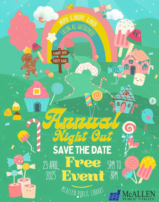 MyMcAllenPU's tweet photo. It's that time of the year again for our MPU Annual Night Out! We are 2 months away from this fun community event. Join us as we provide information on our services!

FREE EVENT, FREE FOOD, DOOR PRIZES!

Date: April 23, 2025
Time: 5 PM to 8PM
Location: McAllen Public Library https://t.co/8ViTSPA87i
