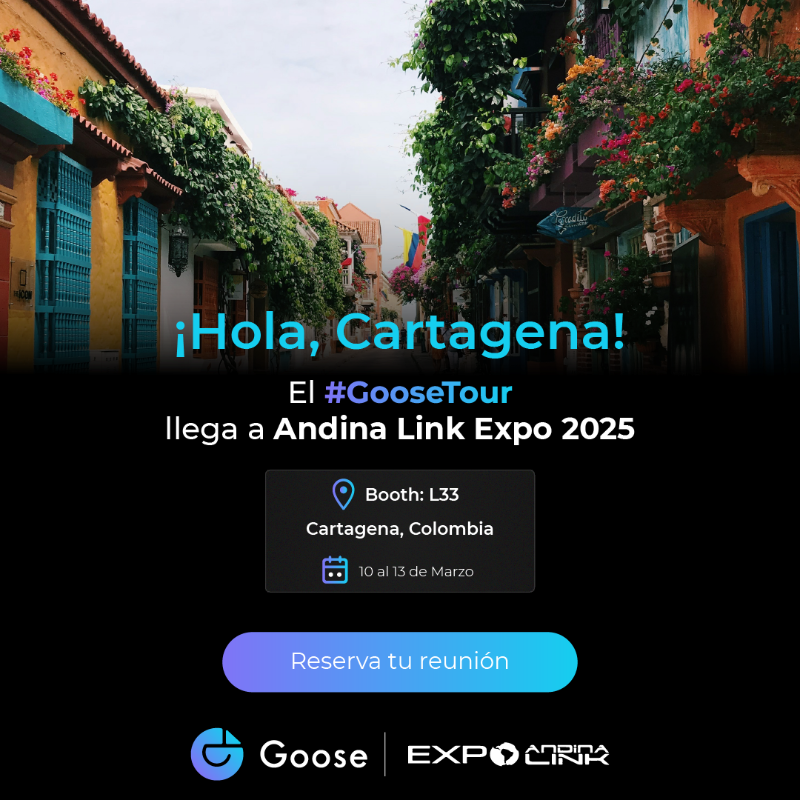 GooseOtt's tweet photo. ¡La cuenta regresiva para #AndinaLink2025 ha comenzado! 📅✈️
¿Buscas transformar tu negocio en la industria del streaming? Nuestro #GooseTour llega a Cartagena, Colombia 🇨🇴 del 10 al 13 de marzo.
¡Agenda una reunión con nosotros y descubre cómo construir tu app de video! ⤵️