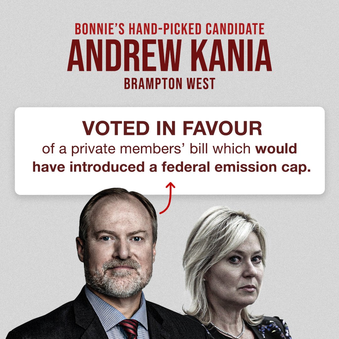 PCPressOffice's tweet image. Andrew Kania, Bonnie's hand-picked candidate in Brampton West, supported a carbon tax before it even became official policy.