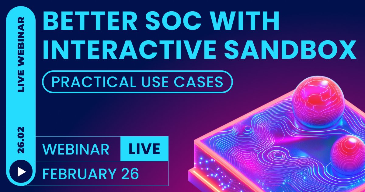 Get hands-on tips on optimizing your SOC at a webinar on Feb 26, 3:00 PM GMT

Experts will demonstrate best practices for faster and more effective triage, incident response, and threat hunting.

Don't miss it: thn.news/better-soc-mal…
