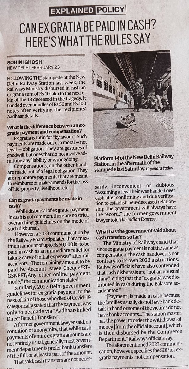 CSExamination's tweet image. 𝐃𝐢𝐝 𝐲𝐨𝐮 𝐤𝐧𝐨𝐰 ❓

Difference between an ex-gratia payment and compensation: