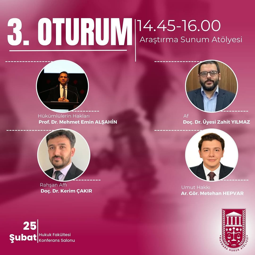 Türkiye Hukuk (@turkiye_hukuk) on Twitter photo 🗓️ 25 Şubat #salı 🕝 10.30
✅ Düzenleyen: <a href="/Mhukukatolyesi/">Marmara Hukuk Atölyesi Kulübü</a>
💬 <a href="/AdemSozuer/">Av.Prof.Dr.Adem Sözüer https://ademsozuer.com/</a>, Zafer İçer, <a href="/elifbekar_/">Elif Ergüne</a>, Erdi Yetkin, Mehmet Emin Alşahinn, Kerim Çakır, Zahit Yılmaz, <a href="/mhepvar/">Metehan Hepvar</a>
📝 Kayıt: docs.google.com/forms/d/e/1FAI…
📢 Yaklaşan etkinlikler: turkiyehukuk.org/etkinlik/ 🗓️ 25 Şubat #salı 🕝 10.30
✅ Düzenleyen: <a href="/Mhukukatolyesi/">Marmara Hukuk Atölyesi Kulübü</a>
💬 <a href="/AdemSozuer/">Av.Prof.Dr.Adem Sözüer https://ademsozuer.com/</a>, Zafer İçer, <a href="/elifbekar_/">Elif Ergüne</a>, Erdi Yetkin, Mehmet Emin Alşahinn, Kerim Çakır, Zahit Yılmaz, <a href="/mhepvar/">Metehan Hepvar</a>
📝 Kayıt: docs.google.com/forms/d/e/1FAI…
📢 Yaklaşan etkinlikler: turkiyehukuk.org/etkinlik/