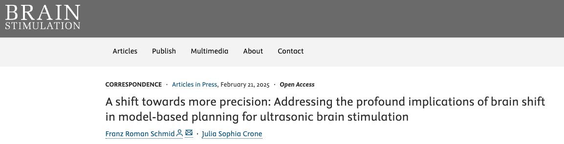 Franz R. Schmid (@franz_r_schmid) on Twitter photo New letter by me and <a href="/JuliaSCrone/">Julia Sophia Crone</a> in <a href="/brainstimj/">Brain Stimulation</a> about the implications of brain shift in model-based planning for ultrasonic brain stimulation.
doi.org/10.1016/j.brs.…
<a href="/univienna/">Universität Wien</a>'s Cognitive Science Hub getting more and more into the TUS game
#neuroscience #brainstimulation New letter by me and <a href="/JuliaSCrone/">Julia Sophia Crone</a> in <a href="/brainstimj/">Brain Stimulation</a> about the implications of brain shift in model-based planning for ultrasonic brain stimulation.
doi.org/10.1016/j.brs.…
<a href="/univienna/">Universität Wien</a>'s Cognitive Science Hub getting more and more into the TUS game
#neuroscience #brainstimulation