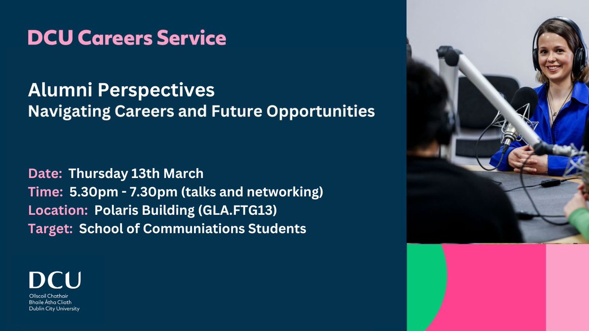 DCU Careers Service (@dcu_careers) on Twitter photo 📣Calling all DCU School of Communications Students!
🤝Connect with <a href="/DCUAlumni/">DCU Alumni</a> who once studied in the School of Communications. Hear their career stories, challenges, and successes. Gain insights and tips.
More info and Register 👉shorturl.at/hQ4nX 📣Calling all DCU School of Communications Students!
🤝Connect with <a href="/DCUAlumni/">DCU Alumni</a> who once studied in the School of Communications. Hear their career stories, challenges, and successes. Gain insights and tips.
More info and Register 👉shorturl.at/hQ4nX