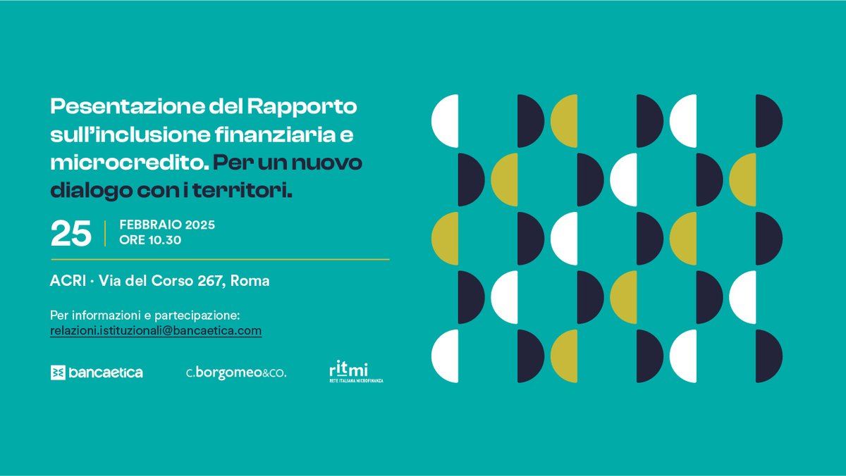 Vi aspettiamo domani, per ascoltare i risultati del nuovo Rapporto sull' #inclusionefinanziaria e il #microcredito in Italia.
📷 Registrati all'evento in presenza o da remoto: bit.ly/42ZCKcx
📷 Partecipa all'evento LinkedIn: lnkd.in/dWb3yKJM
#inclusionefinanziaria