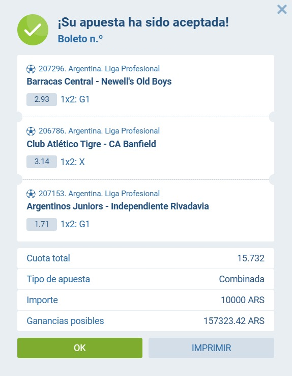 Combineta con mi chat en 1XBET:

1xplayers.com/K34TdBB5 (code: matias12x)

- Barracas gana de forma misteriosa al Newell's de Fabbiani. 👮‍♂️

- Tigre contra Banfield duermen a la mitad de la población mundial con un aburrido empate. 😴

- Argentinos se lo sienta en el chori a la