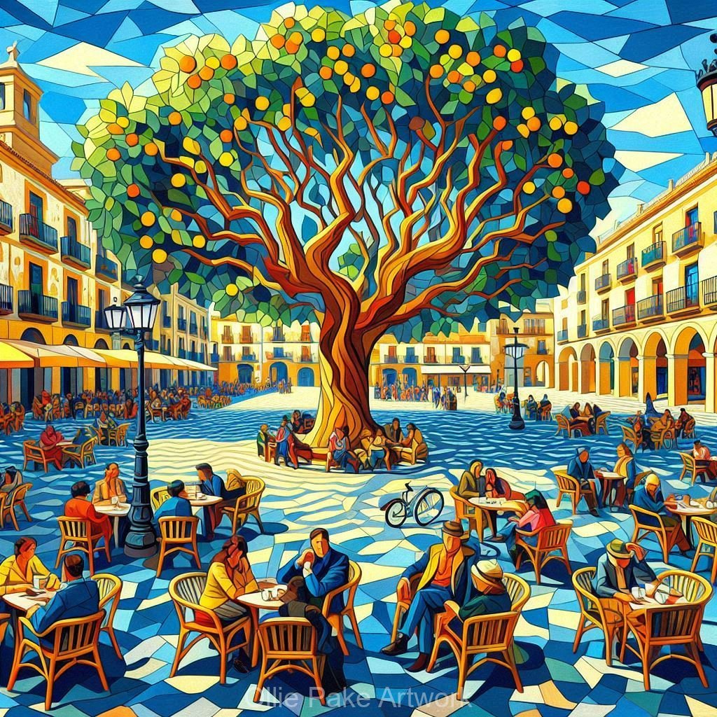 OlliePake's tweet photo. Relief washes over you. Cool shade, a gentle breeze, and the hard stone underfoot. The world stills, a perfect, leafy refuge from the scorching sun.

#Andalucía #aiart #AIArtistCommunity https://t.co/CJ5voovQs5