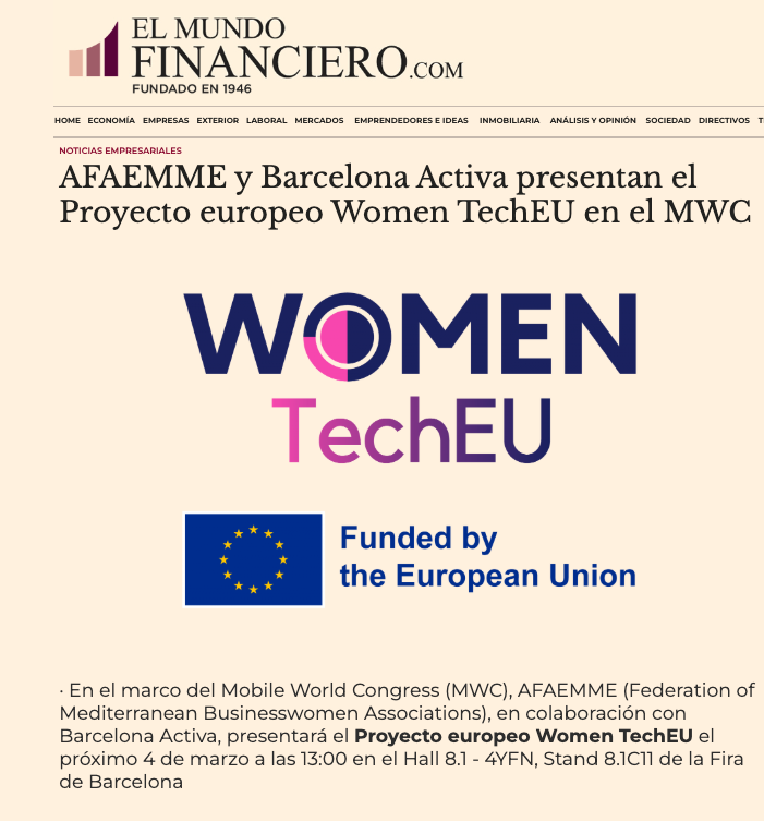 AFAEMME (@afaemmeoficial) on Twitter photo 🏆<a href="/afaemmeoficial/">AFAEMME</a> & <a href="/barcelonaactiva/">ivan sanchez</a> are pleased to participate at the <a href="/4YFN_MWC/">4YFN</a> introducing our project <a href="/womentecheurope/">Women TechEU</a> in the frame of MWC with <a href="/lauralizama/">Laura Lizama</a> from <a href="/heecap/">Heecap_</a> and <a href="/DaniTost/">Daniel</a> from <a href="/virmedex/">Virmedex</a>
📍 Read Here lnkd.in/daFKHiDs
#womendeeptech 🏆<a href="/afaemmeoficial/">AFAEMME</a> & <a href="/barcelonaactiva/">ivan sanchez</a> are pleased to participate at the <a href="/4YFN_MWC/">4YFN</a> introducing our project <a href="/womentecheurope/">Women TechEU</a> in the frame of MWC with <a href="/lauralizama/">Laura Lizama</a> from <a href="/heecap/">Heecap_</a> and <a href="/DaniTost/">Daniel</a> from <a href="/virmedex/">Virmedex</a>
📍 Read Here lnkd.in/daFKHiDs
#womendeeptech