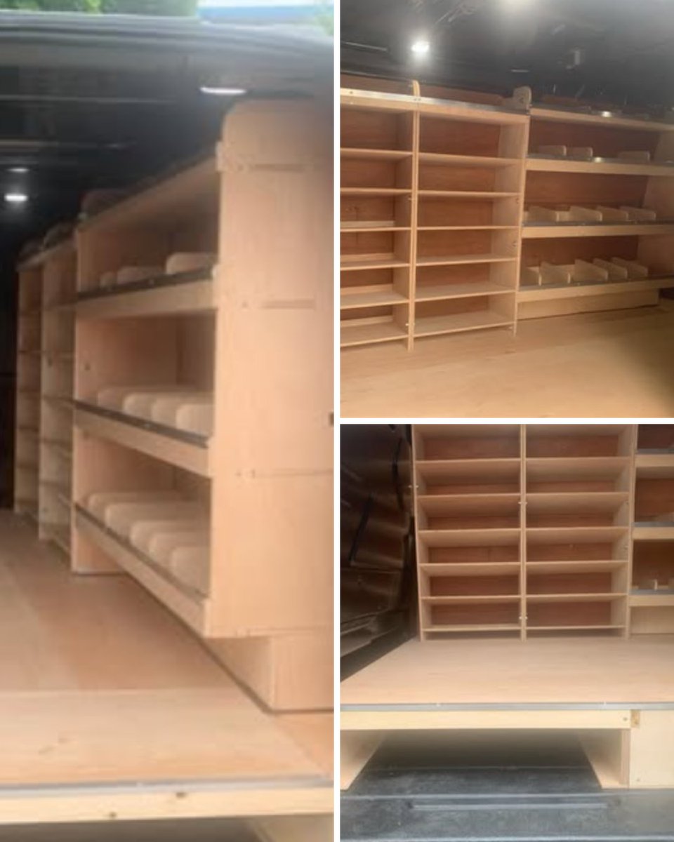 PlylineUK's tweet photo. Before ➡️ After! 🚐🔨 This SWB Transit Custom got a false floor, custom shelving &amp; dividers for max storage. Ready to upgrade yours? DM us! #VanStorage #BeforeAndAfter #PlylineUK https://t.co/1HnJf2ipJF