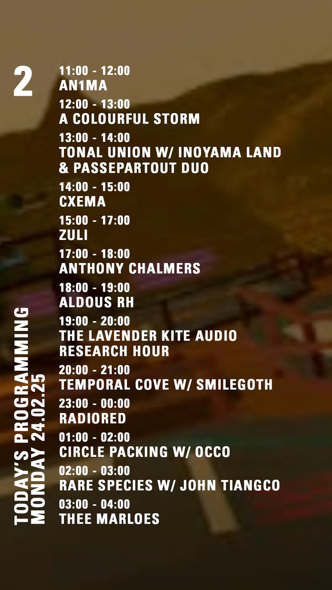 today on nts.live/2
<a href="/zulimusic/">ZULI (all caps; not Zuli)</a> <a href="/aldous_RH/">Al al robinson</a> <a href="/occko/">Occo</a>