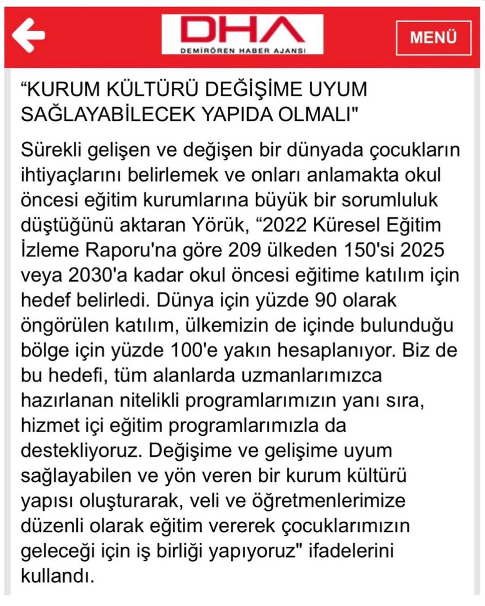 Uçan Balon Anaokulları kurucumuz, eğitim yöneticisi Gülsüm Şentürk Yörük’ün DHA’ya yaptığı “Anaokulu seçiminde dikkat edilmesi gerekenler” ile ilgili açıklamaları aşağıda okuyabilirsiniz.