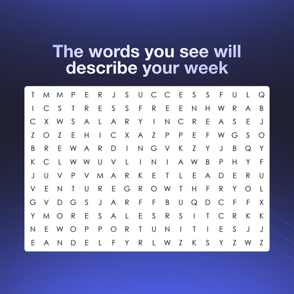 LencoHQ's tweet image. Word puzzle to begin your week.
The word you see will describe your week🤞

Lock it in the comments below 💙

#NewWeekAhead #lencohq #NewWeek #Possibilities