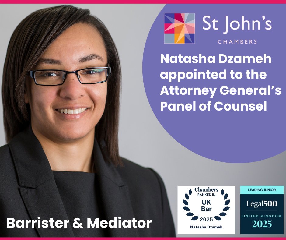 StJohnsChambers's tweet image. St John’s Chambers is delighted to announce that, following the latest competition, @NDzameh has been appointed to the Attorney General’s Regional B Panel of Junior Counsel to the Crown.

This prestigious appointment is for a duration of five years commencing 1 March 2025 and…