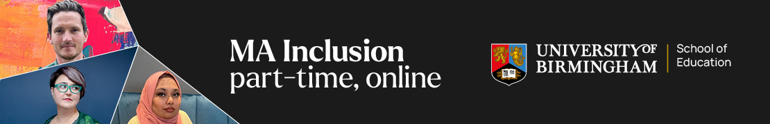 Study MA Inclusion from September 2025. Part-time, online programme. Five pathways available: Autism Adults, Autism Children, SLD/PMLD, Social Emotional and Behavioural Difficulties, Special Educational Needs- Register your interest. 
🔗: ow.ly/QZGw50UXN9p
#MA #Incusion #Ad
