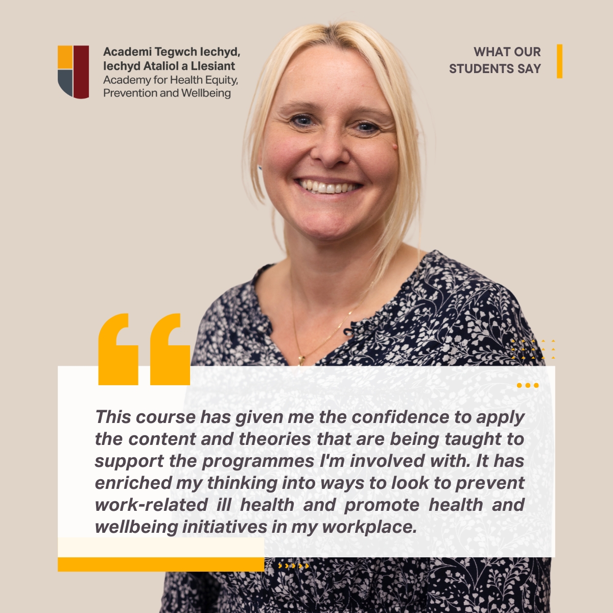 What our students say...

To view our postgraduate course opportunities visit bangor.ac.uk/ahepw