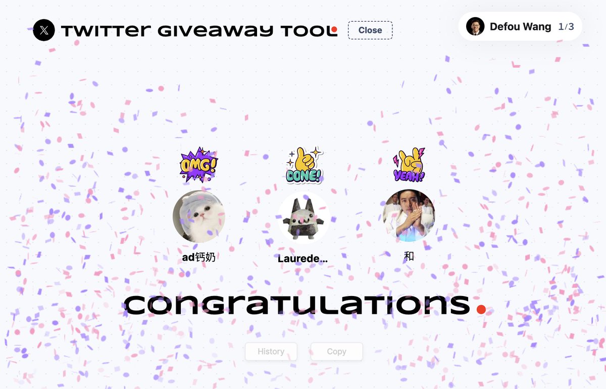 恭喜这三位幸运推友，请私信我领取奖品呀
<a href="/Renand777/">ad钙奶</a> <a href="/1Eunoie/">Gray</a> <a href="/ewf1020983/">富贵富贵</a>