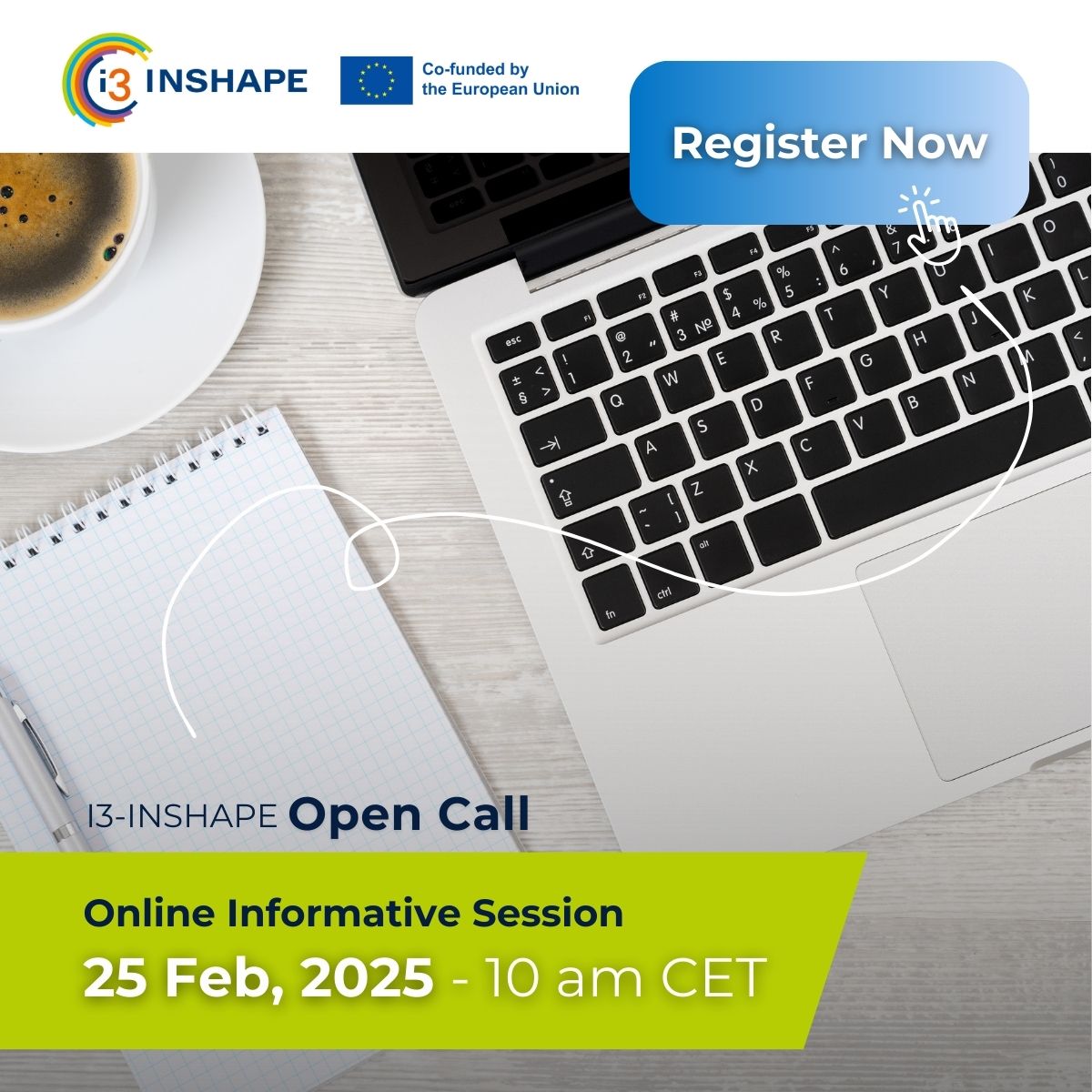⚠️ Last chance to attend our online Info Session! ⚠️ Learn all you need to know to apply for the I3-INSHAPE Open Call:

 📅 25th February 2025 
🕙 10:00 am CET 
📍 Online (Link sent after registration) 

 🔗 REGISTER HERE: lnkd.in/d7NEfQd7
