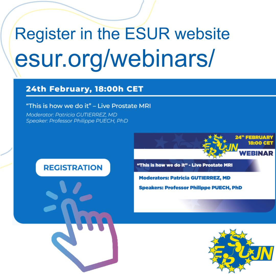 ESUR Junior Network (@esur_jn) on Twitter photo 🚨 Today's the day! 🚨 Join us at 18:00 CET for "This is how we do it" – Live Prostate MRI 🧠🩻
👩⚕️ Moderator: Patricia Gutierrez, MD <a href="/drapatog/">Patricia GUTIERREZ</a>
🎤 Speaker: Prof. Philippe Puech, PhD <a href="/voxelmator/">Philippe PUECH</a>
Don’t miss it! 👉 esur.org/webinars-2025/ #ESUR #ProstateMRI <a href="/BSUroRad/">The British Society of Urogenital Radiology</a> <a href="/EsurOffice/">European Society of Urogenital Radiology</a> 🚨 Today's the day! 🚨 Join us at 18:00 CET for "This is how we do it" – Live Prostate MRI 🧠🩻
👩⚕️ Moderator: Patricia Gutierrez, MD <a href="/drapatog/">Patricia GUTIERREZ</a>
🎤 Speaker: Prof. Philippe Puech, PhD <a href="/voxelmator/">Philippe PUECH</a>
Don’t miss it! 👉 esur.org/webinars-2025/ #ESUR #ProstateMRI <a href="/BSUroRad/">The British Society of Urogenital Radiology</a> <a href="/EsurOffice/">European Society of Urogenital Radiology</a>