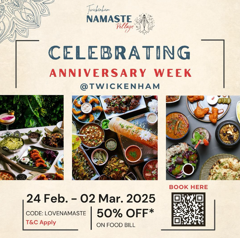 Namaste Village, an authentic Indian restaurant in #Twickenham is turning ONE &amp; they are celebrating in style! 🎂🎉 Enjoy 50% OFF your food bill from Mon 24 Feb to Sun 2 Mar 2025.
🔹 Use Code: LOVENAMASTE
🔹 Minimum Spend: £30
🔹 T&amp;Cs Apply
Scan the QR code to reserve your table!