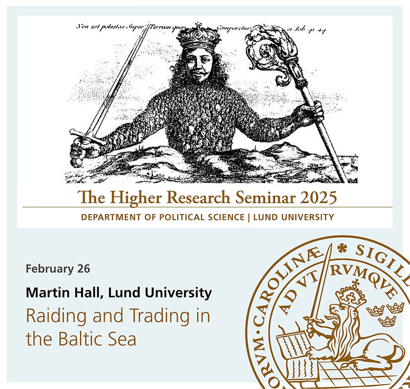 Don't miss the next Higher Research Seminar: ‘Raiding and Trading in the Baltic Sea’! Martin Hall provides an overview of political and economic developments in Scandinavia from the Bronze Age to the end of the Viking Age. Welcome!
svet.lu.se/en/calendar/hi…