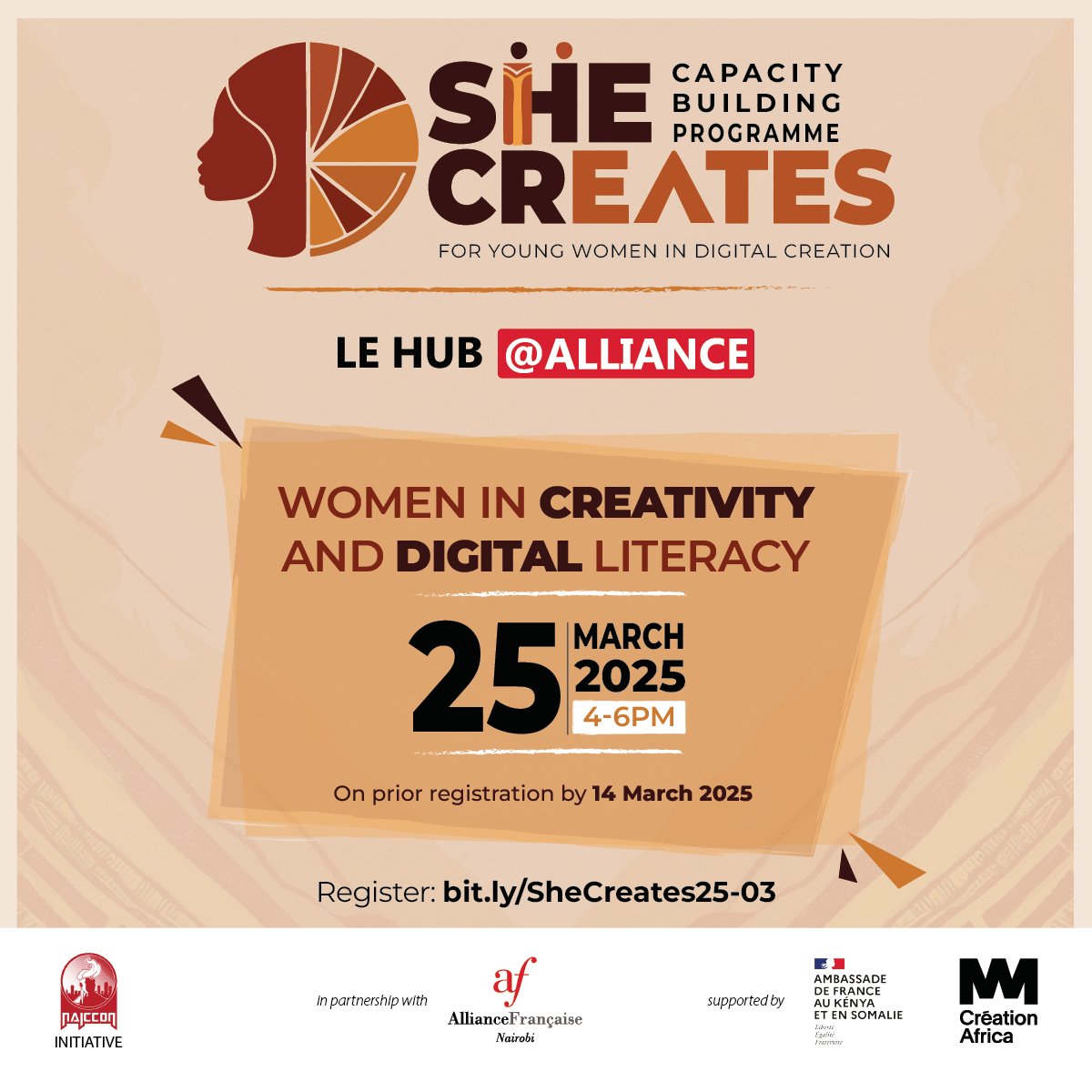 She Creates  is a Programme run by NAICCON in Partnership with <a href="/AFKenya/">Alliance Française Nairobi</a> to empower and equip women with skills needed to thrive in today's digitally driven creative economy. To provide participants with valuable skills, connections, resources &amp; opportunities to thrive