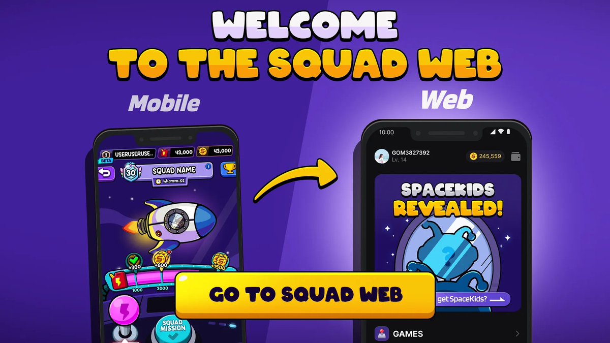 SQUAD is Now Live on the WEB!  

To celebrate <a href="/gomblegames/">Gomble Games</a>  expansion to the web, they are giving away 50,000 SQUAD Coins to existing users! 
Join now and claim your rewards!

🚀 What’s New?
✅ Sleek New Interface – Experience a refreshed look on the web.

✅ Easy Login via