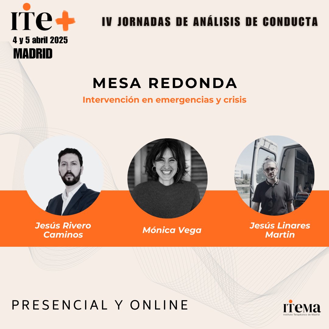 Os anunciamos con mucha ilusión una de las mesas redondas del ITE + (IV Jornadas de Análisis de Conducta)

Fechas: 4 y 5 de Abril
Lugar: Centro Cultural La Corrala (C. de Carlos Arniches, 3)
Modalidad: Presencial (50€) y Online (25€).