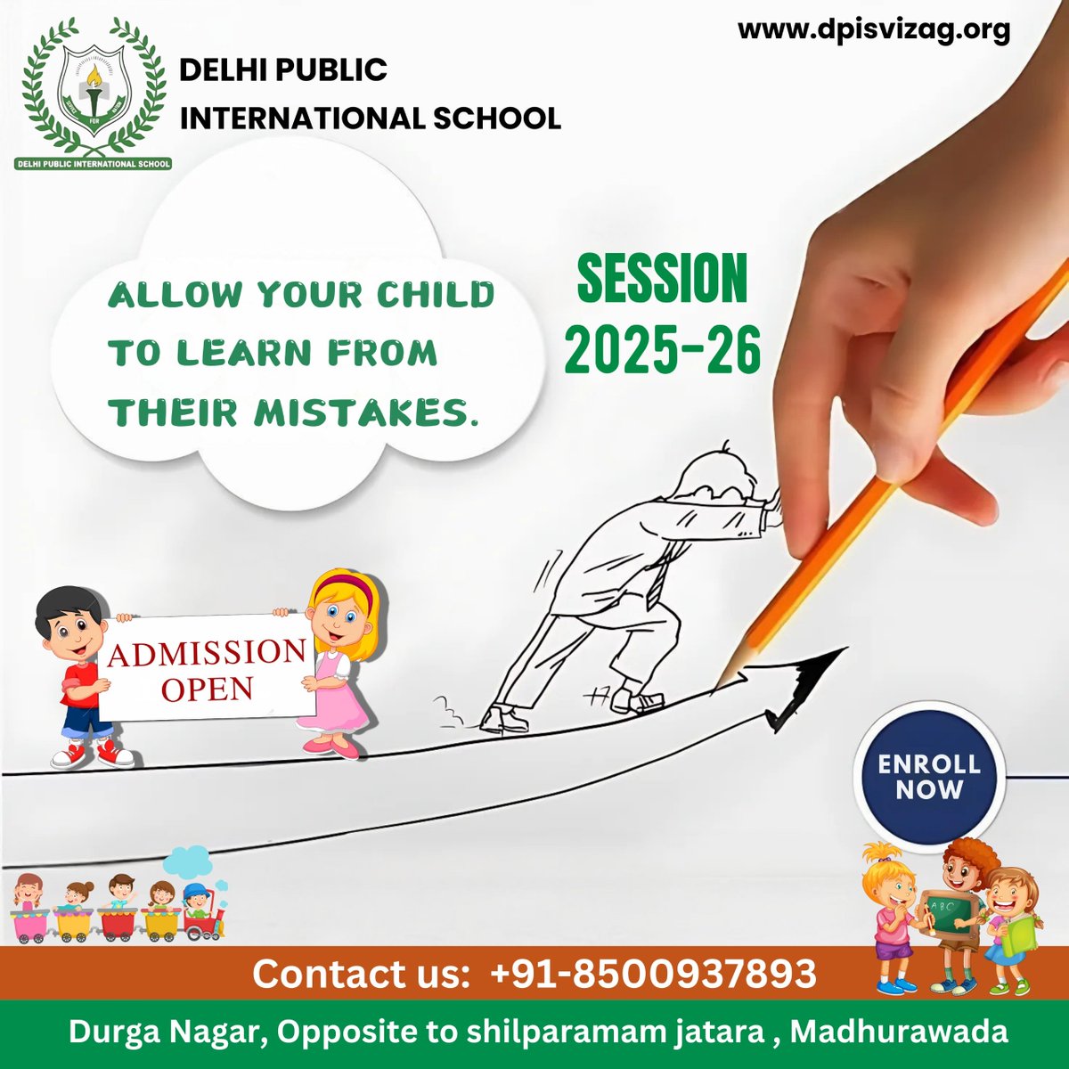 DelhiVizag79389's tweet photo. 📚✨ ADMISSIONS OPEN for 2025-26! ✨📚

🌟 Delhi Public International School 🌟

🔹 Empowering Young Minds to Learn &amp; Grow! 🌍🎓
🔹 Encouraging Students to Learn from Mistakes &amp; Excel! 🚀

📞 Contact Us: +91 8500937893

#DelhiPublicInternationalSchool #AdmissionsOpen #EnrollNow https://t.co/C5dBY6snlW
