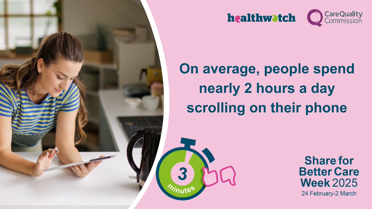 Did you know it takes just 3 minutes to share your feedback? This #ShareForBetterCare Week, help us enhance health and social care services. Complete our 'Share your Views' feedback form- your thoughts make a difference!

healthwatchhillingdon.org.uk/share-your-vie…