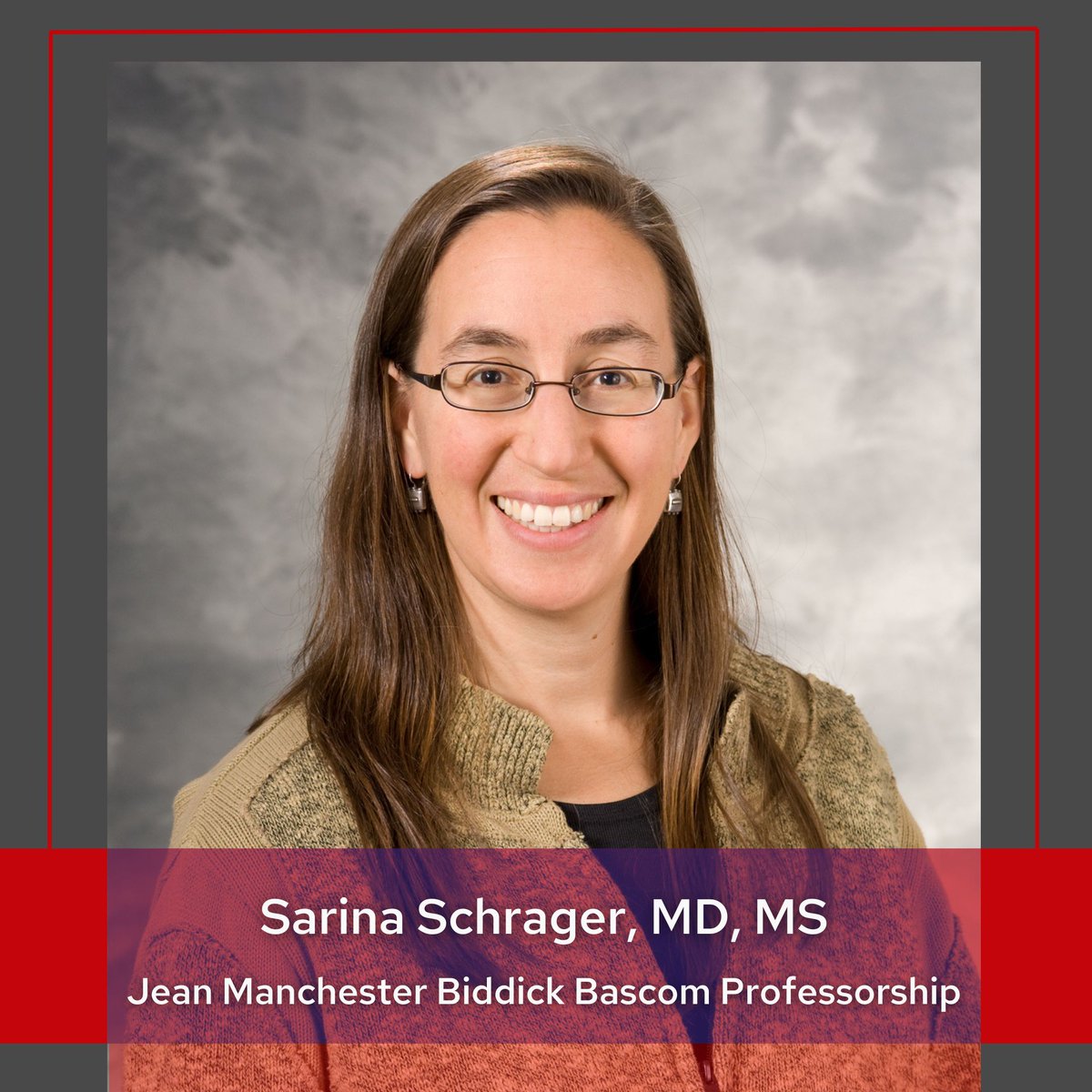 Sarina Schrager, MD, MS has been appointed to the Jean Manchester Biddick Bascom Professorship for women's health research, a five-year endowed professorship. Congratulations, Dr. Schrager!! buff.ly/3Xi2ltL 

<a href="/uwsmph/">UW School of Medicine and Public Health</a>