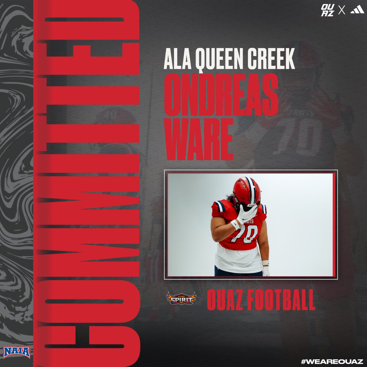 Ondreas Ware (@ondreasware_) on Twitter photo After a great visit and long talks with family and friends I am excited and blessed to announce my commitment to <a href="/OUAZFootball/">OUAZ Football</a> <a href="/_coachwomack/">Chris Womack</a> <a href="/Coach_Nesbitt/">Mike Nesbitt</a> <a href="/alaqcfootball/">ALA QC Football</a> <a href="/tsdevil64/">Travis Scott</a> <a href="/CoachRWinkler/">Coach Winkler</a> <a href="/mxrd15/">Max Hall</a> After a great visit and long talks with family and friends I am excited and blessed to announce my commitment to <a href="/OUAZFootball/">OUAZ Football</a> <a href="/_coachwomack/">Chris Womack</a> <a href="/Coach_Nesbitt/">Mike Nesbitt</a> <a href="/alaqcfootball/">ALA QC Football</a> <a href="/tsdevil64/">Travis Scott</a> <a href="/CoachRWinkler/">Coach Winkler</a> <a href="/mxrd15/">Max Hall</a>