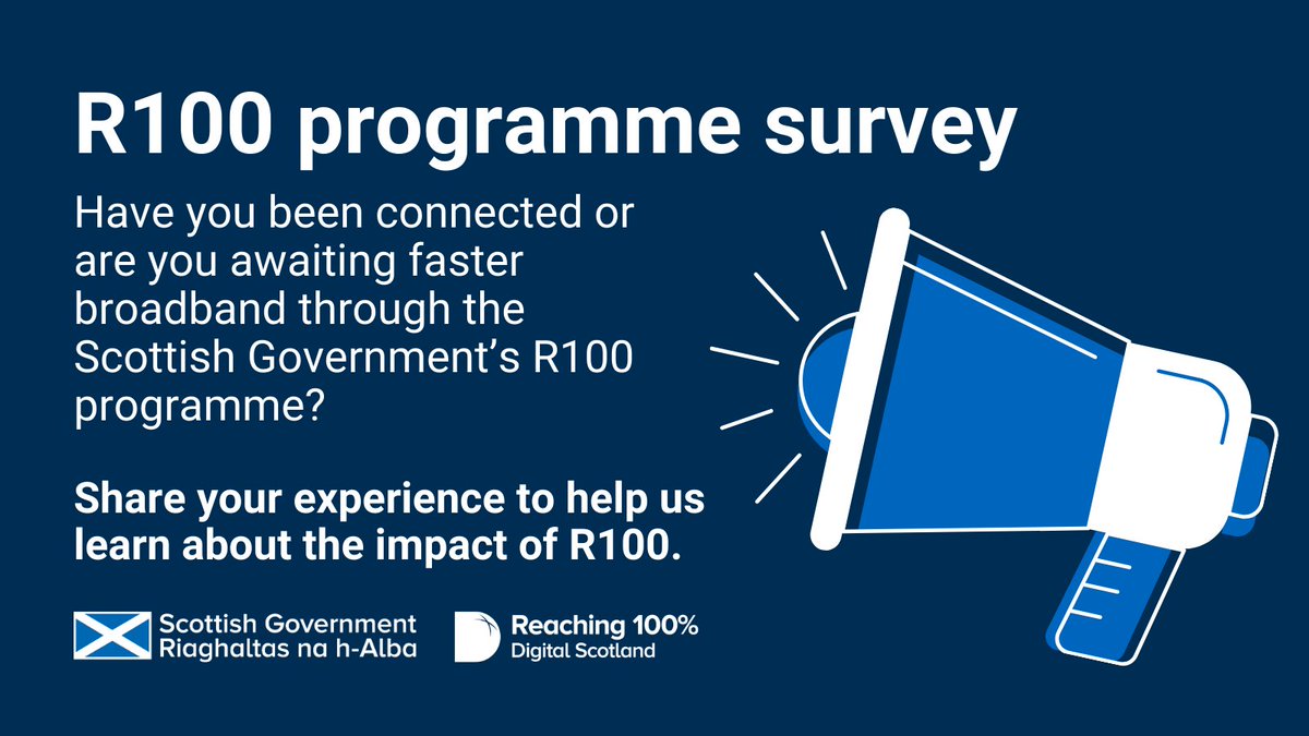 If you haven't shared your experience with Scottish Government's R100 broadband programme, please do so by 3rd March. Your input is essential to inform future policy development. Take the survey: ow.ly/A4zK50UOBik 

<a href="/ELCouncil/">East Lothian Council - news and information</a> <a href="/lothianschamber/">Mid East Lothian</a>