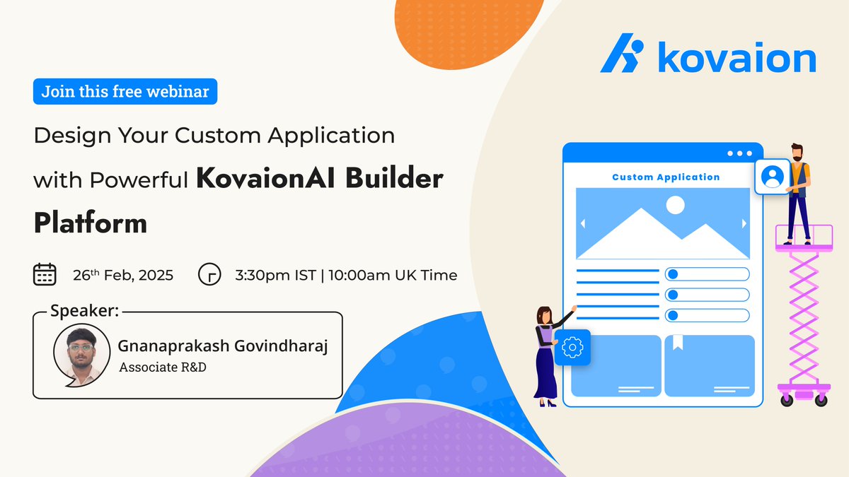 kovaion's tweet image. Webinar | Design Your Custom Application with Powerful Kovaion AI Platform
Join our webinar, Design Your Custom Application with Powerful Kovaion AI.
To Register: us06web.zoom.us/webinar/regist…
To know more: kovaion.com/event/webinar-…
#Webinar #AIDriven #ScalableApps #KovaionAI