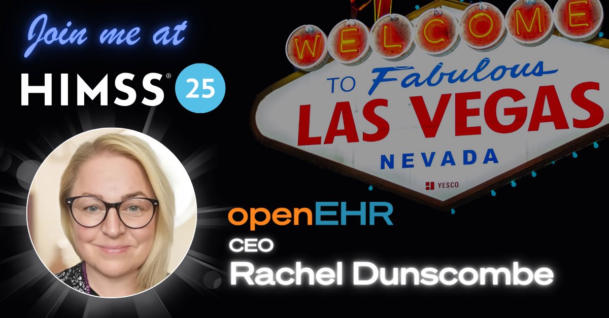 openEHR (@openehr) on Twitter photo #HIMSS Global Health Conference is taking place next week in Las Vegas and our CEO Rachel Dunscombe will be attending. If you'd like to meet up to talk about #openEHR and the future of healthcare, drop us a line - comms@openehr.org - and we'll set up a face-to-face. 👍 #HIMSS Global Health Conference is taking place next week in Las Vegas and our CEO Rachel Dunscombe will be attending. If you'd like to meet up to talk about #openEHR and the future of healthcare, drop us a line - comms@openehr.org - and we'll set up a face-to-face. 👍