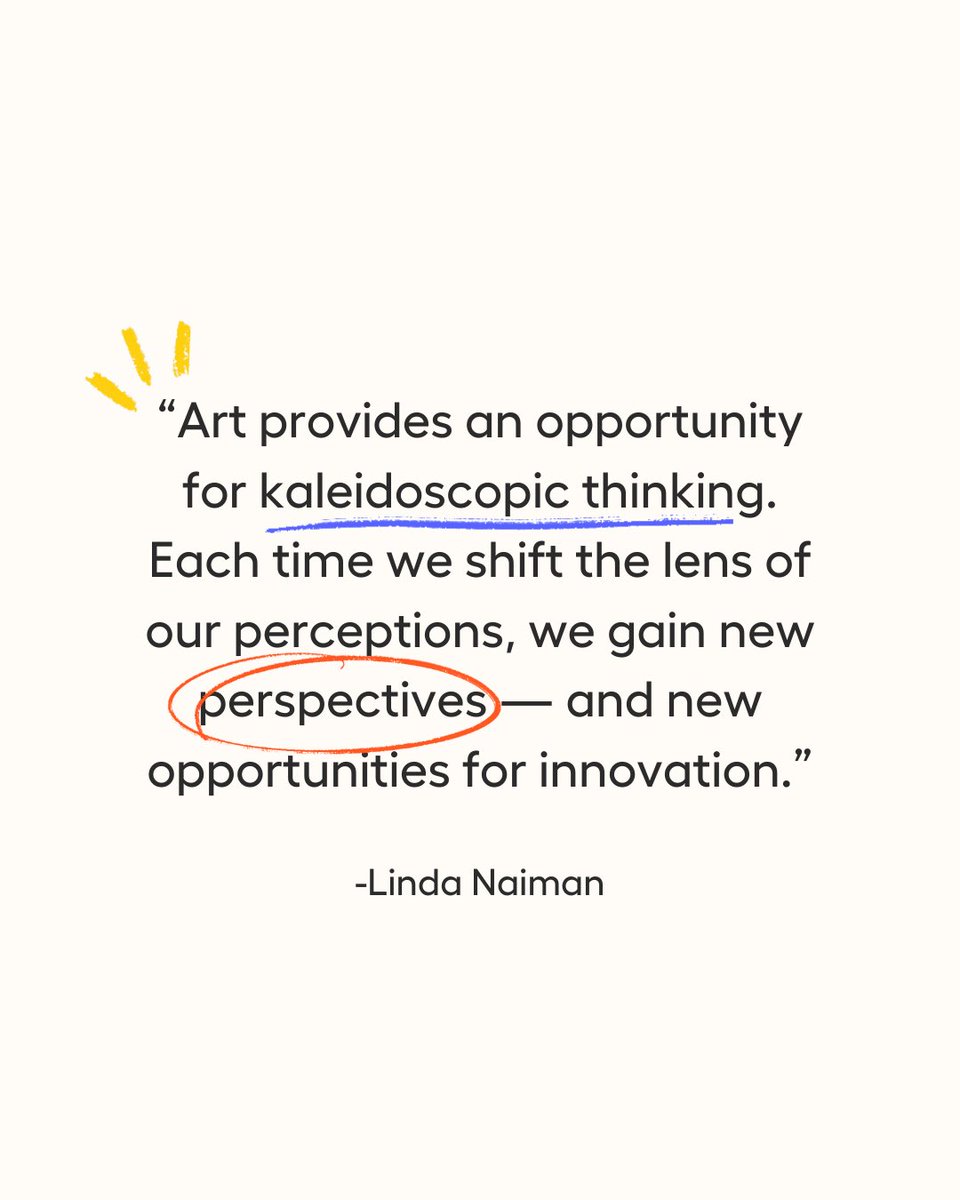 This powerful quote by author Linda Naiman suggests that art encourages us to view the world from multiple angles. This constant shifting of perspectives allows us to break free from conventional thinking and discover fresh ideas.

#CAN #arts #socialimpact #LindaNaiman #quote