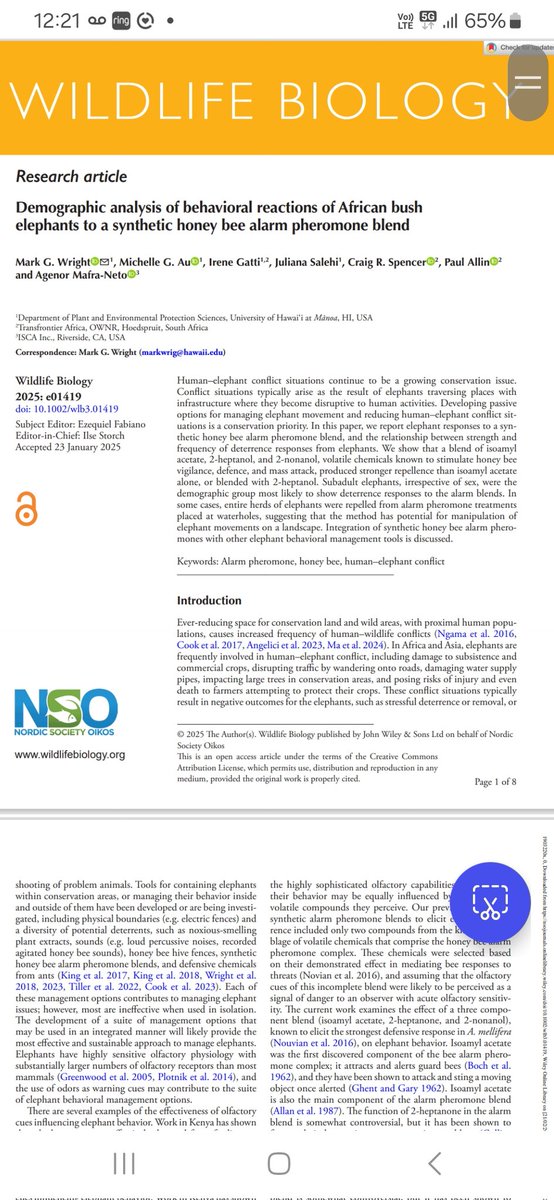 Matthew Scott (@barristerblog) on Twitter photo Recently published research, supported by <a href="/EvaCraneTrust/">Eva Crane Trust</a>, suggests that synthetic bee alarm pheromones can deter elephants from agricultural land. Good news for humans, elephants and bees! evacranetrust.org/en/page/managi… Recently published research, supported by <a href="/EvaCraneTrust/">Eva Crane Trust</a>, suggests that synthetic bee alarm pheromones can deter elephants from agricultural land. Good news for humans, elephants and bees! evacranetrust.org/en/page/managi…