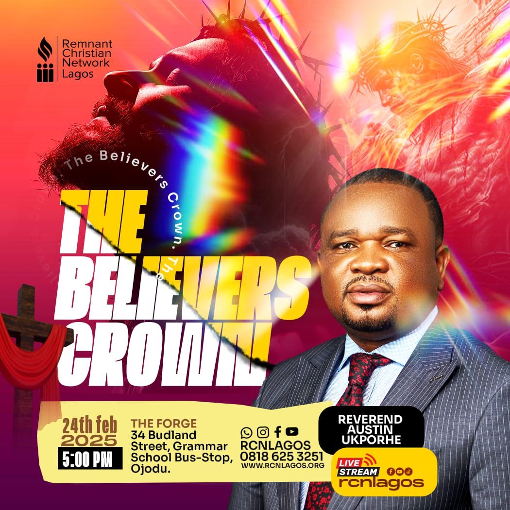 revaustinukporh's tweet photo. The sweetness of the race we run on the earth will culminate in the rewards we receive from His Majesty on Judgement Day. At #CommunityBibleStudy today, we'll be considering one of those rewards โ The Believer's Crown.
Join us in person by 5:00 p.m today at The Forge, 34 Budland Street by Grammar School busstop Ojodu Berger, or participate online via any of these @RCNLagos' media streaming platforms โ YouTube, Facebook or MIXLR.
Are you looking forward to receiving your crown?
#LifedoesntendHere
#StrivefortheBelieversCrown
#10to1