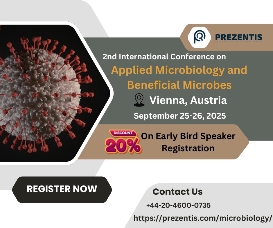 Rachel Eve (@everachel74054) on Twitter photo Microbes are solving global challenges in healthcare, sustainability, and biotech! 
Microbiology2025 in Vienna, Austria
Sept 25-26, 2025
prezentis.com/microbiology/
#Microbiology2025 #BeneficialMicrobes #Vienna2025 Microbes are solving global challenges in healthcare, sustainability, and biotech! 
Microbiology2025 in Vienna, Austria
Sept 25-26, 2025
prezentis.com/microbiology/
#Microbiology2025 #BeneficialMicrobes #Vienna2025