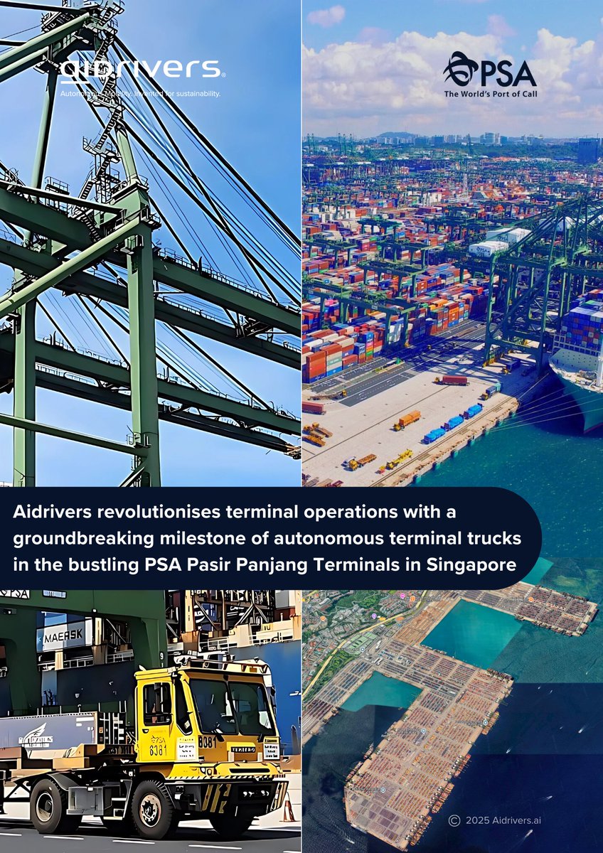 Aidrivers Ltd (@aidriversltd) on Twitter photo <a href="/aidriversltd/">Aidrivers Ltd</a> revolutionises terminal operations with a groundbreaking milestone of autonomous terminal trucks in the bustling PSA Pasir Panjang Terminals in Singapore.
#Autonomousmobilityย #Autonomousvehiclesย #AutonomousDigitalInfrastructure #AutonomousTruck <a href="/aidriversltd/">Aidrivers Ltd</a> revolutionises terminal operations with a groundbreaking milestone of autonomous terminal trucks in the bustling PSA Pasir Panjang Terminals in Singapore.
#Autonomousmobilityย #Autonomousvehiclesย #AutonomousDigitalInfrastructure #AutonomousTruck