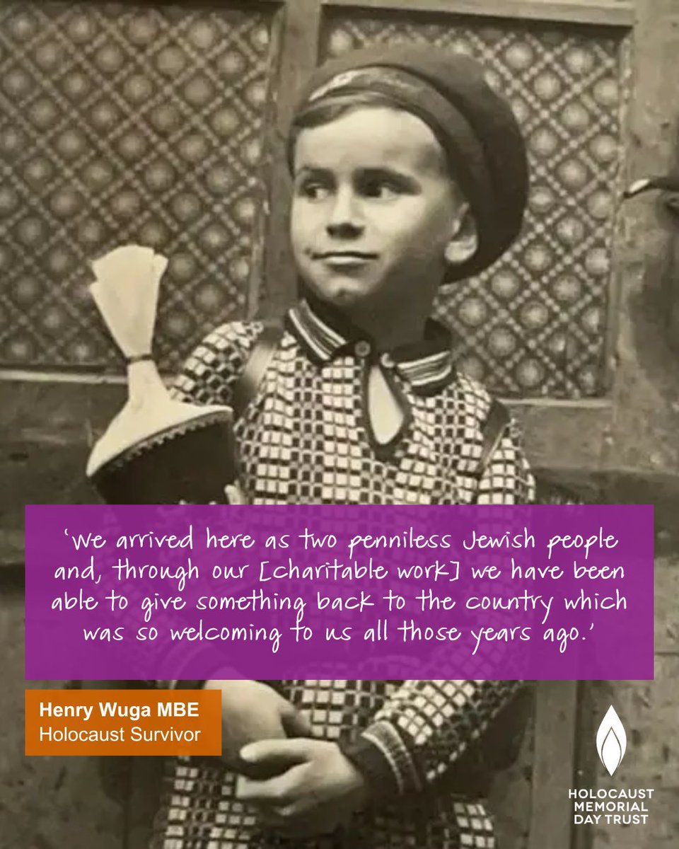 Henry Wuga was born on 23 February 1924 in Nuremburg, Germany. 

Henry escaped Germany on the #Kindertransport when he was 15 years old. He settled and married in Glasgow and dedicated his life to educating people about the Holocaust.

🔗 Learn more about Henry at