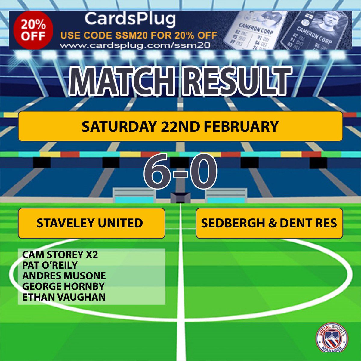 Staveley United FC (@staveleyunited) on Twitter photo Back to winning ways for us boys against a depleted <a href="/SedberghDentUtd/">Sedbergh & Dent United FC</a> Massive credit to the opposition who showed up with 10 just to get the game on Back to winning ways for us boys against a depleted <a href="/SedberghDentUtd/">Sedbergh & Dent United FC</a> Massive credit to the opposition who showed up with 10 just to get the game on