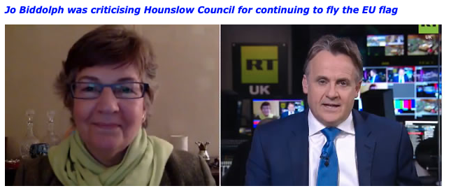 OneChiswick would like to clarify that Cllr Biddolph's appearance on Russia Today to complain about a Blue and Yellow flag was referring to the EU flag.